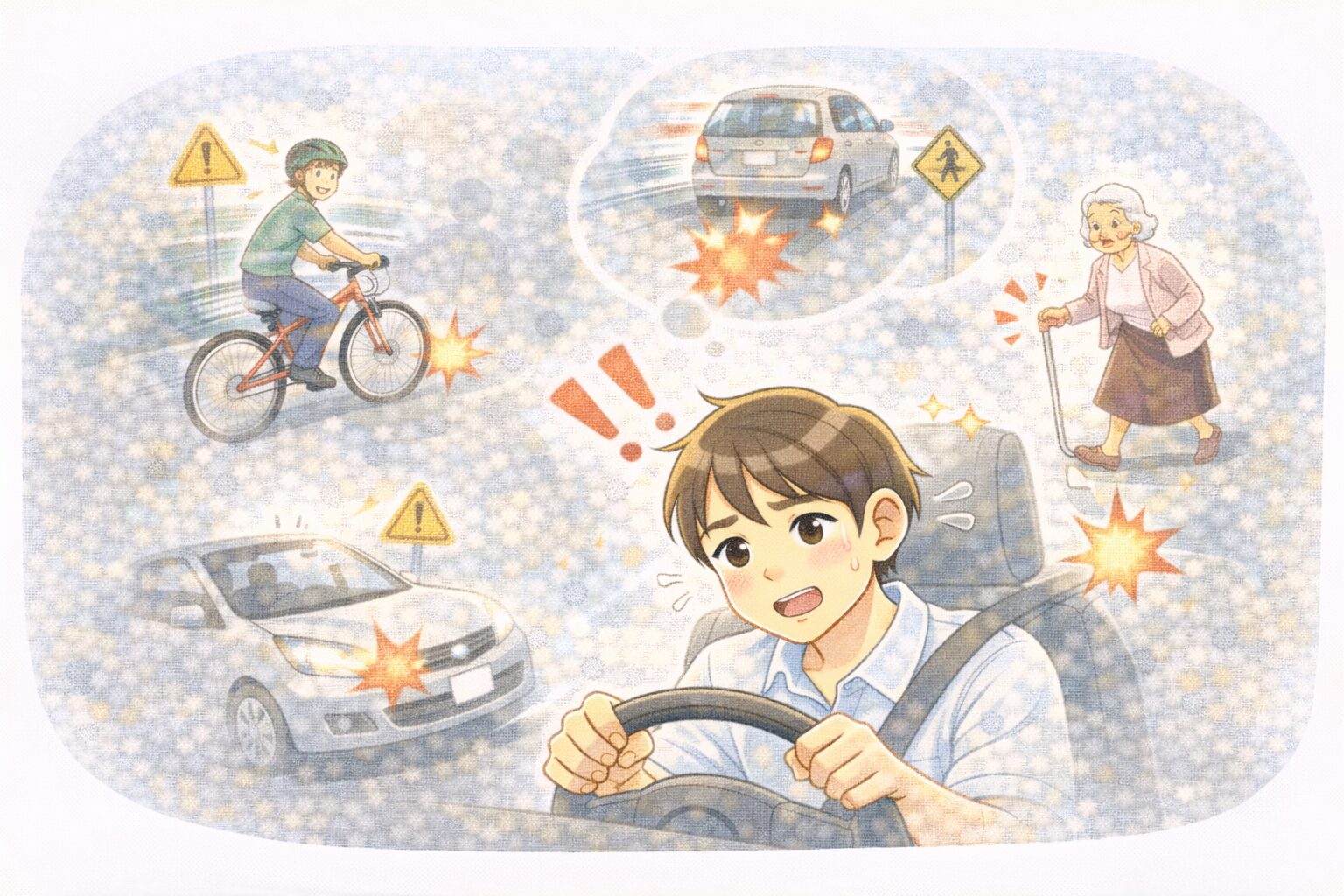 思い浮かぶのが事故の心配です。多くのことに注意を払い、同時に様々な操作をするのが車の運転。わが家の三男のように、超不器用で注意力散漫な性格の場合、事故を起こしてしまう確率は格段に上がるでしょう。