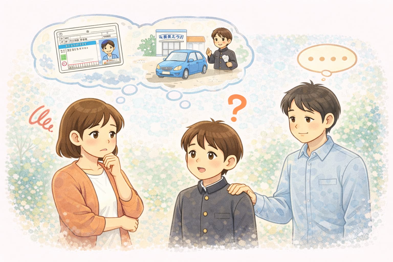 子どもが高校を卒業するタイミングで考えるのが自動車運転免許の取得ですね。高校卒業で就職する場合、高３の３学期になると自動車学校に通い、４月の就職時には免許がある状態を目指す人も多いです。