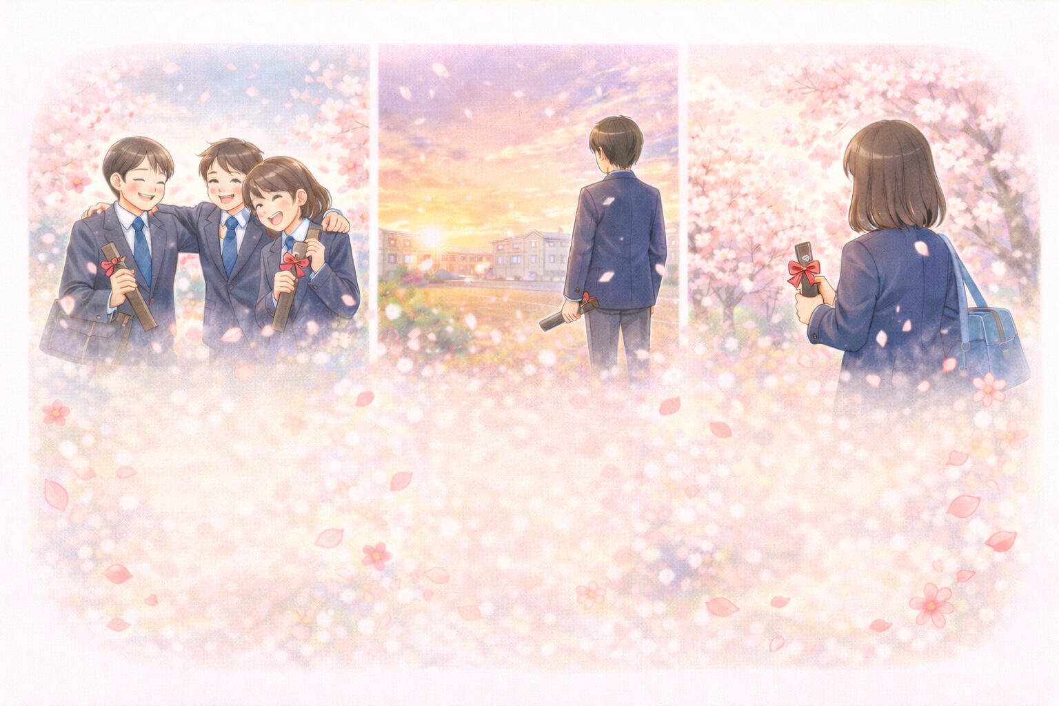 卒業をテーマにした3つの詩のイラスト