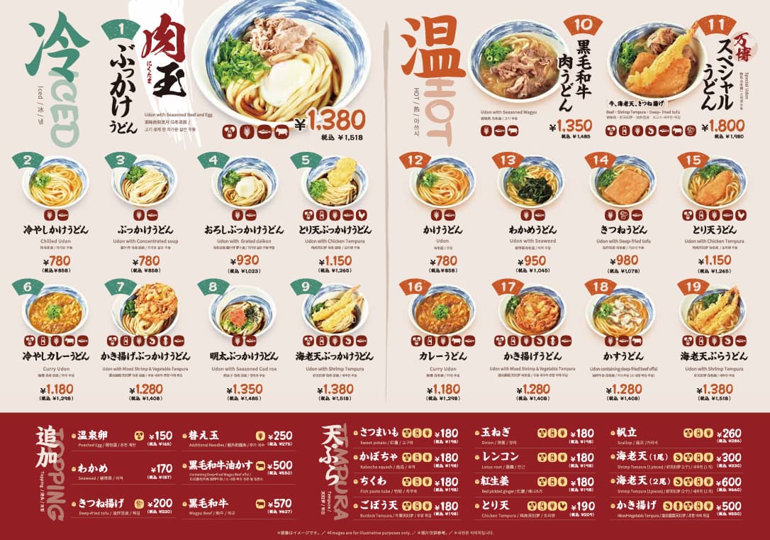 万福うどんメニュー